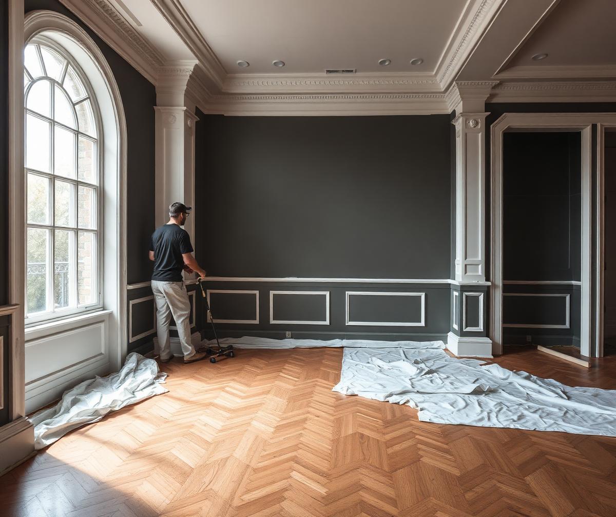 Painter finishing an interior