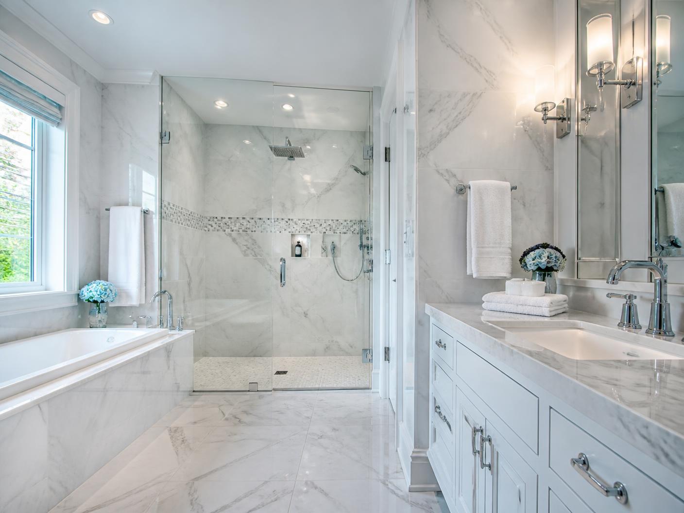 Immaculate marble bathroom