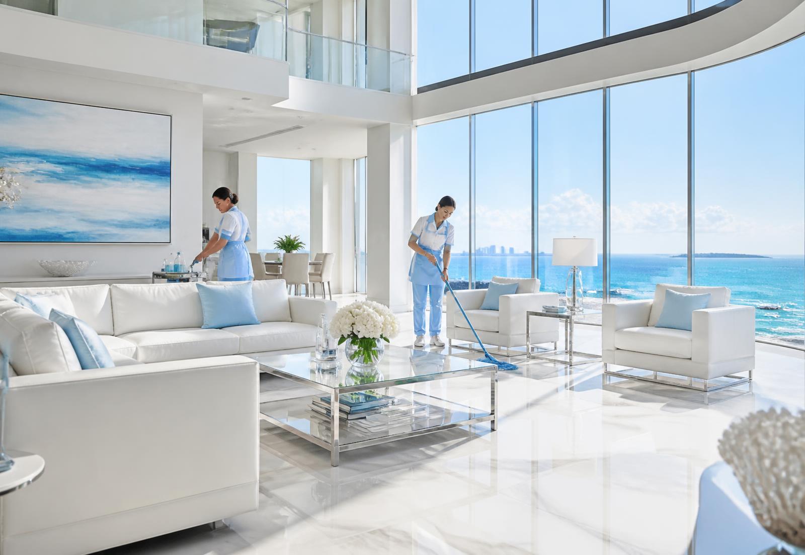 Premium navy and electric blue luxury cleaning services website demo preview