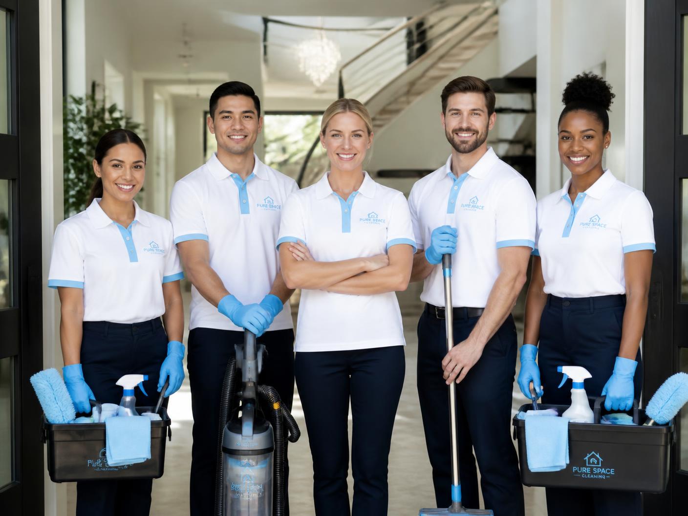 Professional cleaning team in uniform