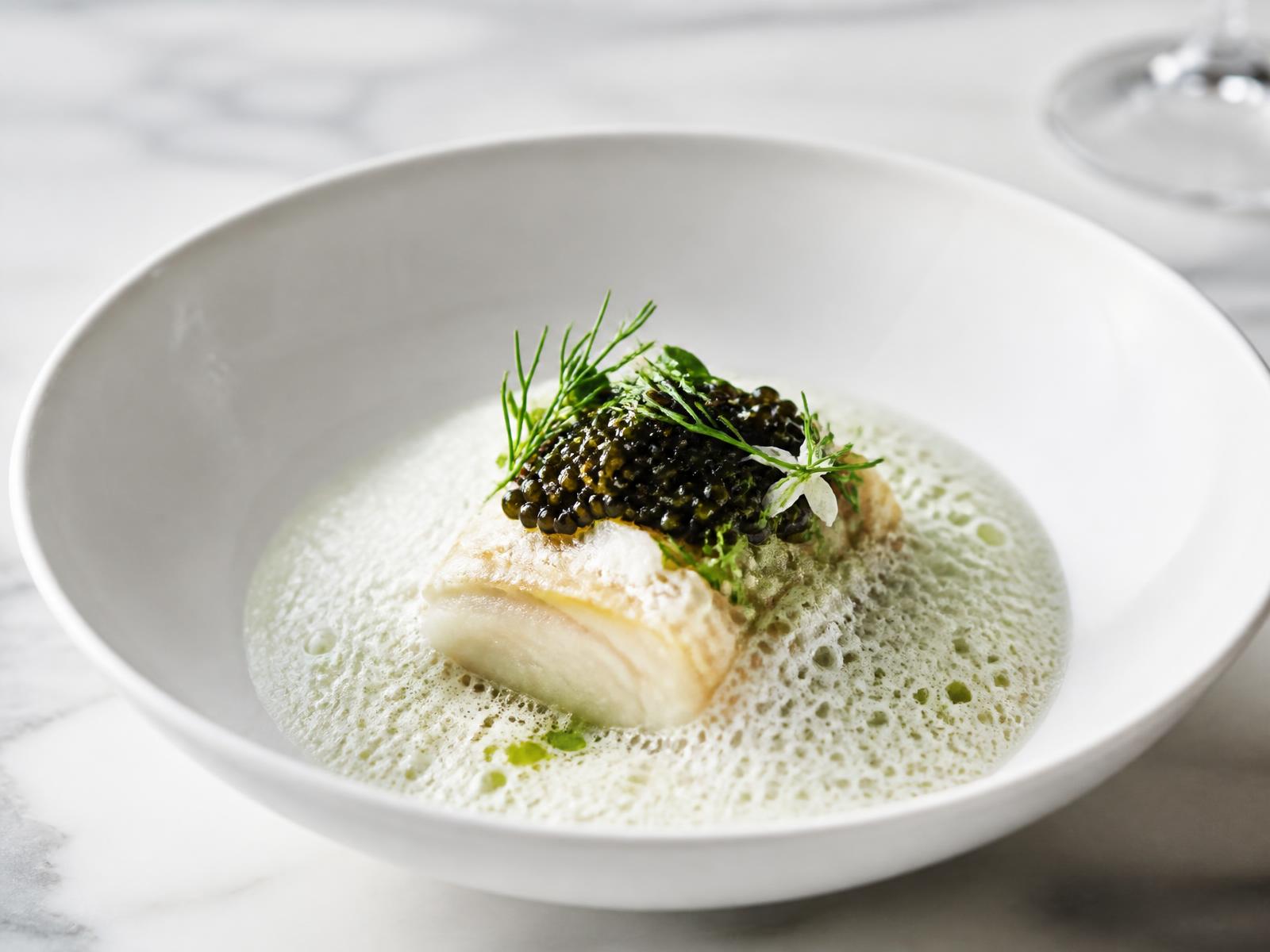 Halibut, Champagne & Caviar